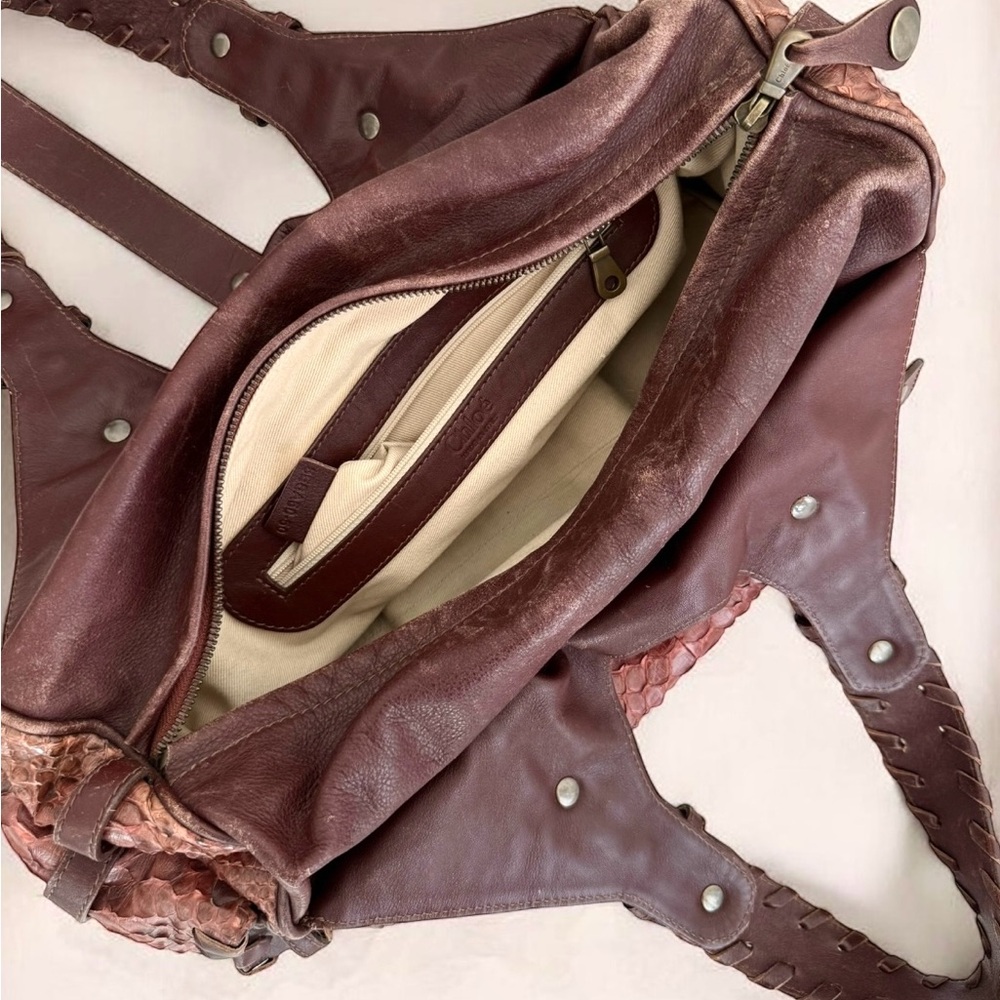 Chlo Silverado Brown Python Vintage Shoulder Bag - image 7